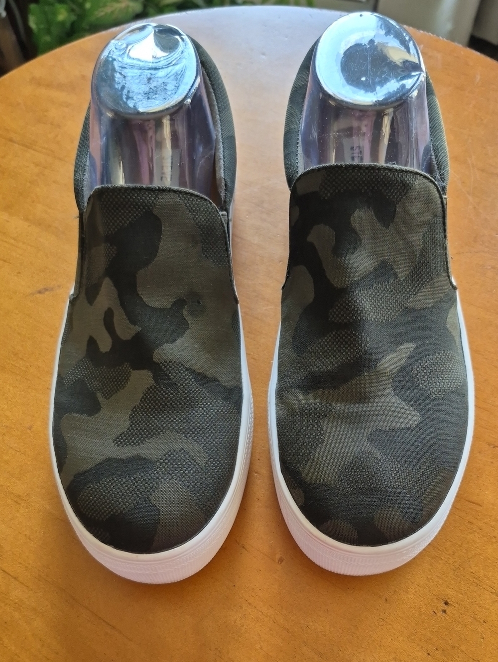 Steve Madden Camo Slip-On Canvas Sneakers - Olive Green. Size 10